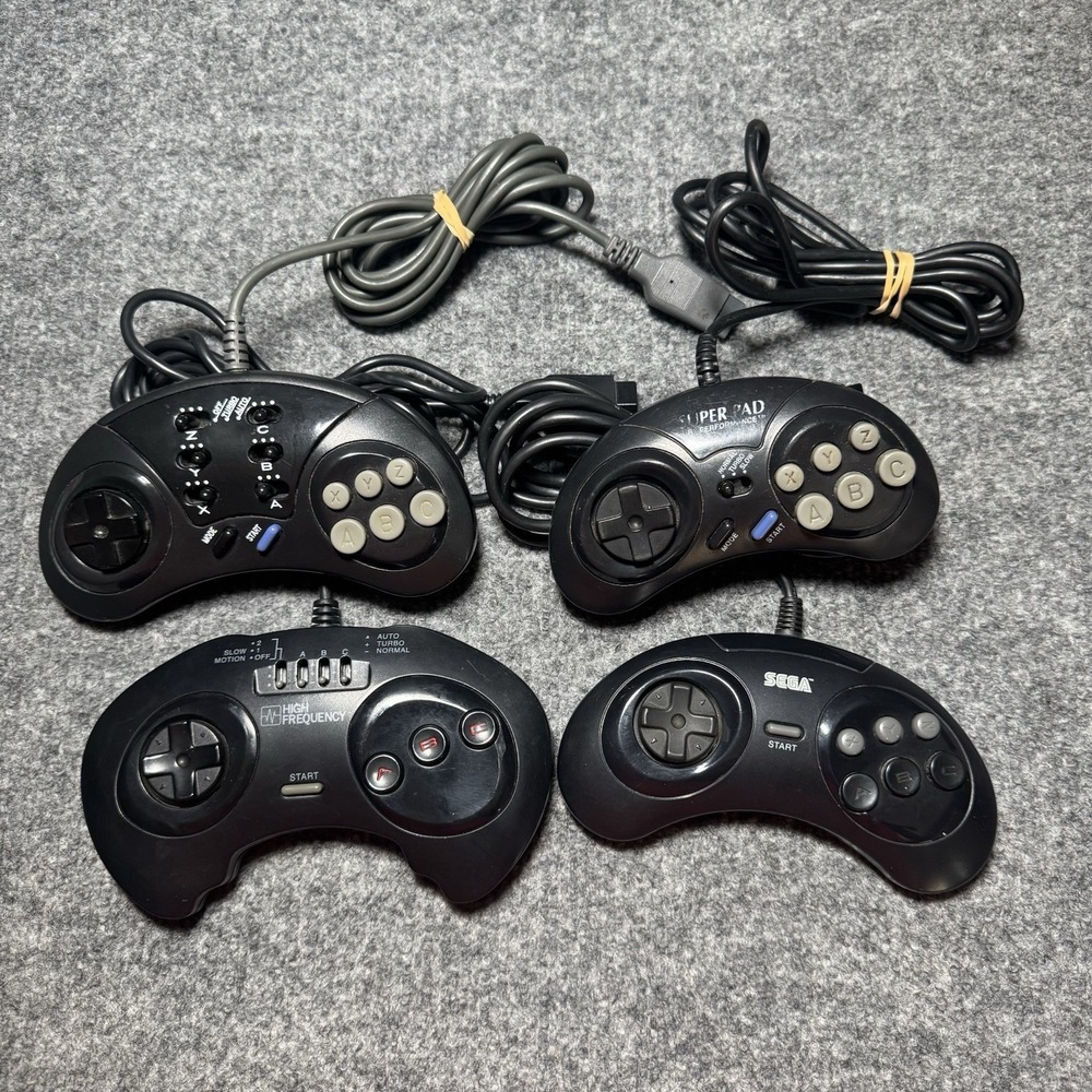Lot of 3 Third Party & 1 OEM Sega Genesis Controllers Tested Working 4 Total